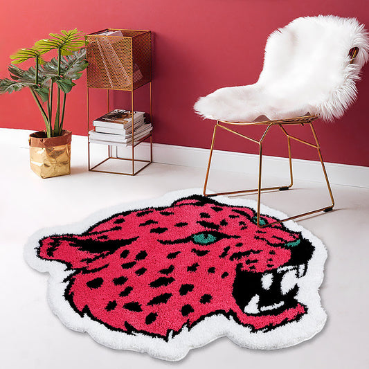 Cute Pink Leopard Head Mat for Bedroom Bathroom Living Room