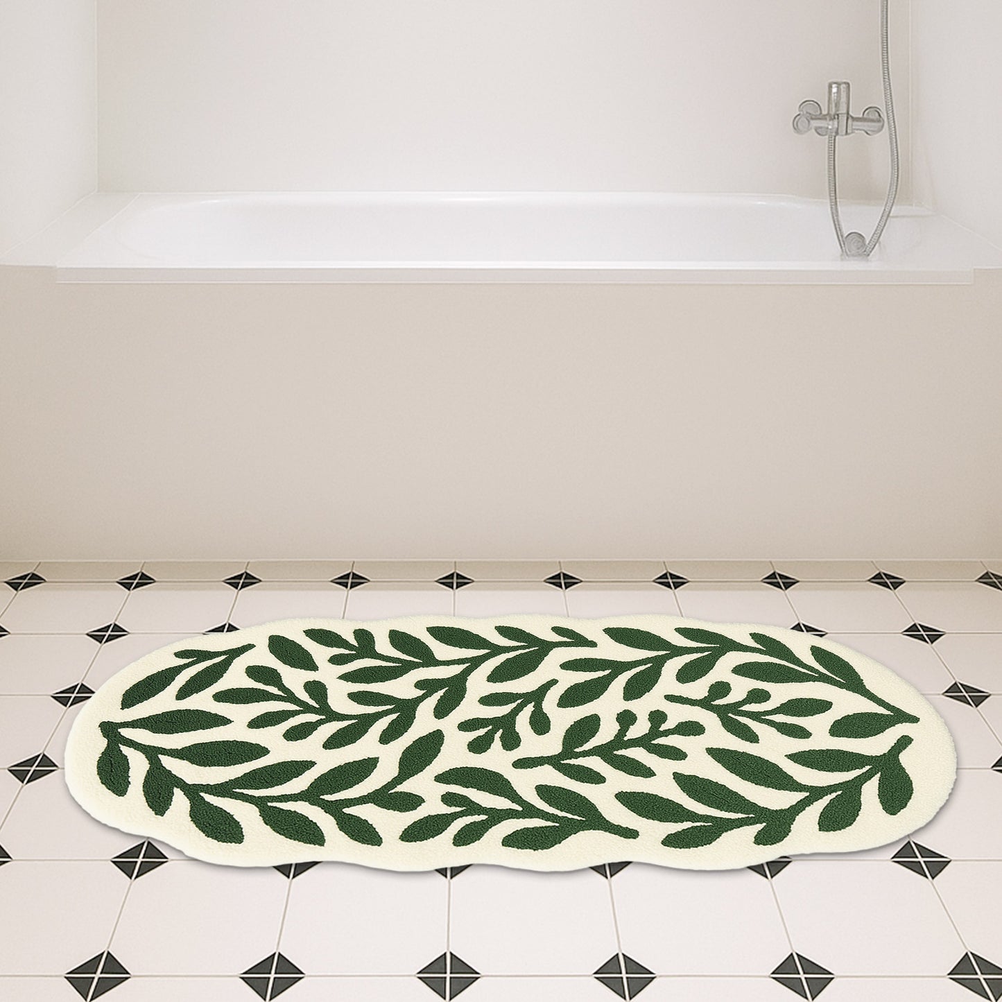 Feblilac Leaf Tufted Runner Bath Mat
