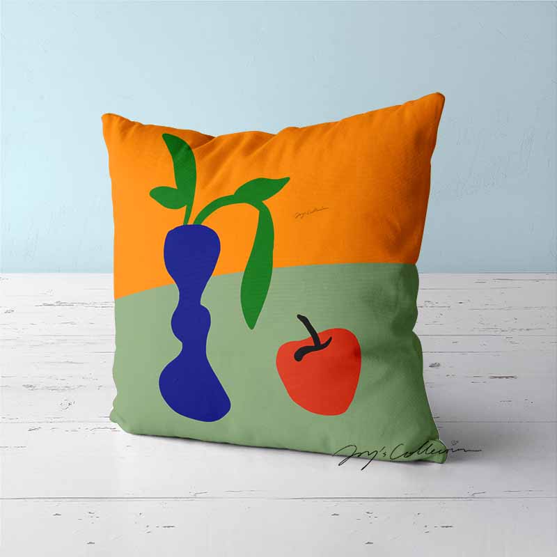 Feblilac Blue Vase and Apple Cushion Covers Throw Pillow Covers