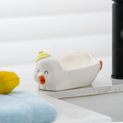 Feblilac Duck Elephant Soap Box for Bathroom