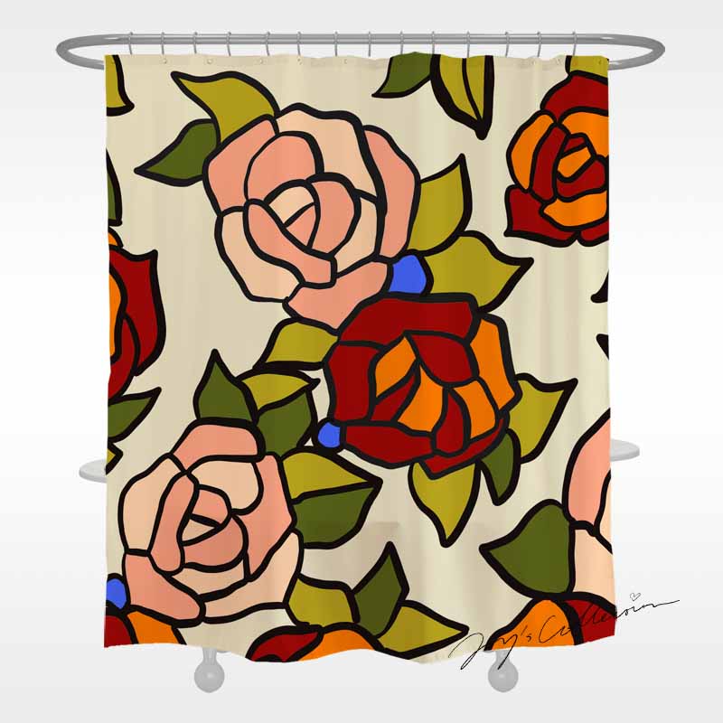 Feblilac Beautiful Rose Garden Shower Curtain
