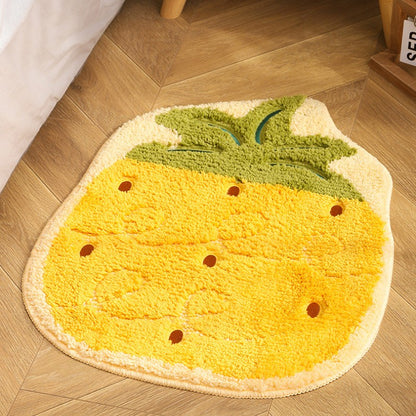 Feblilac Cute Fruit Pineapple Tufted Bath Mat