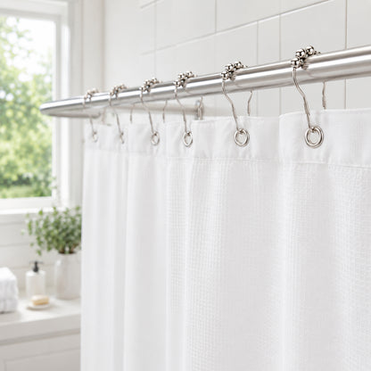 Feblilac Shower Curtain Metal Hooks, Rust-Resistant Rolling Ball Shower Curtain Rings, Set of 12