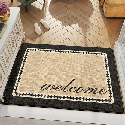 Feblilac Black and Camel Polyester Door Mat