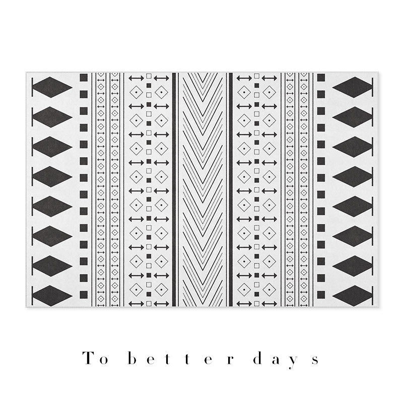 Feblilac Geometric Pattern Morocco Classic Black Belt Shading Living Room Carpet