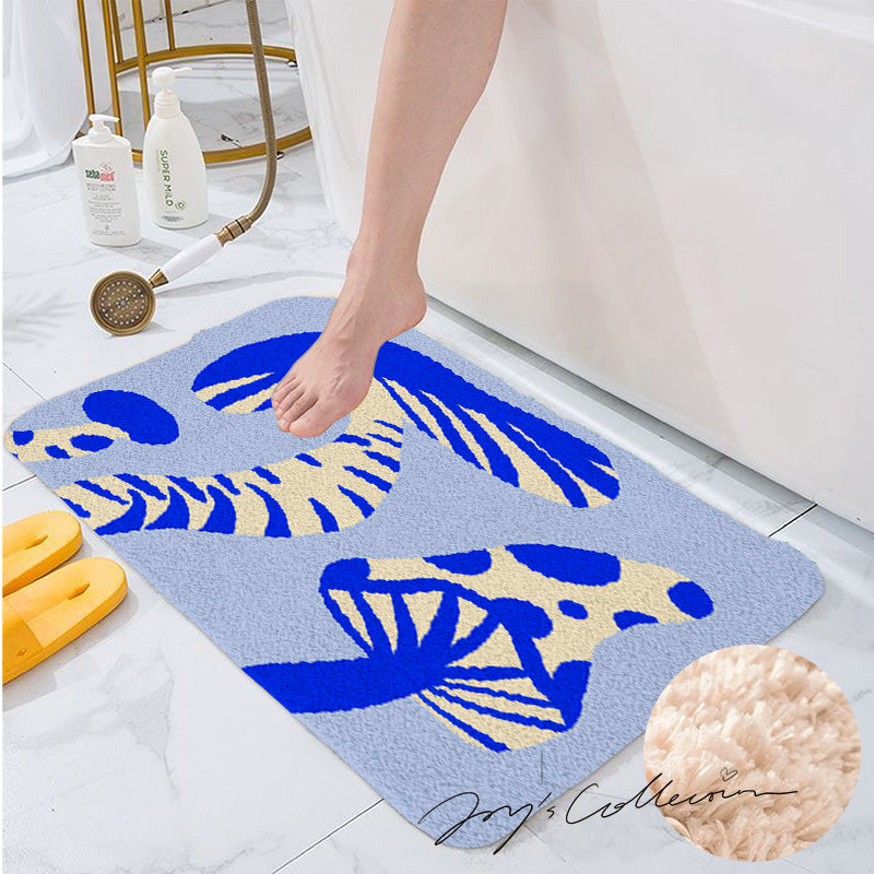 Feblilac Light Blue Mushroom Tufted Bath Mat