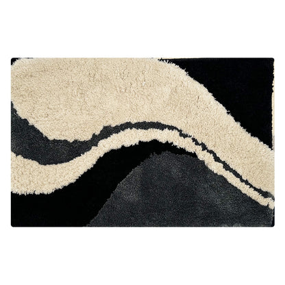 Feblilac Curve Black White Gray Bath Mat