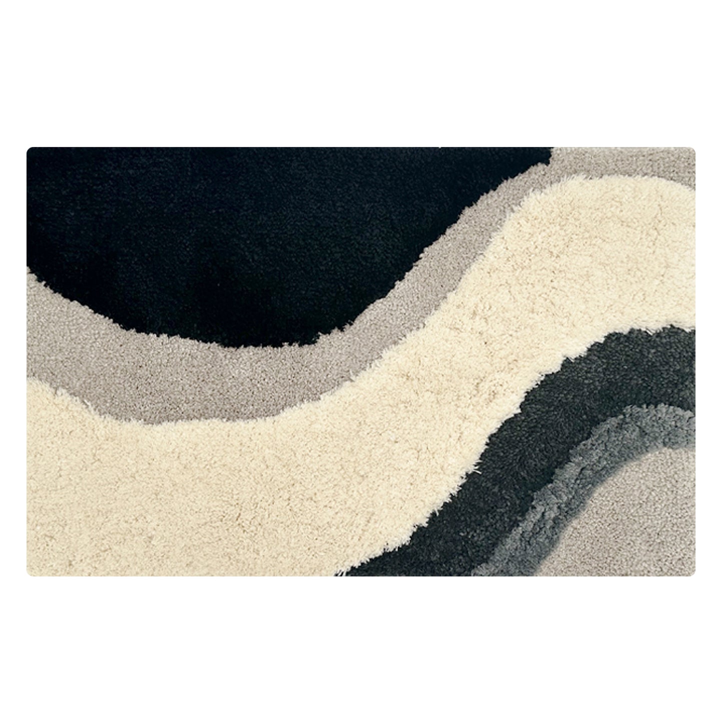 Feblilac Bold Lines Curves, Black, White and Gray Tufted Bath Mat