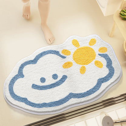 Feblilac Clouds and Sun Tufted Bath Mat