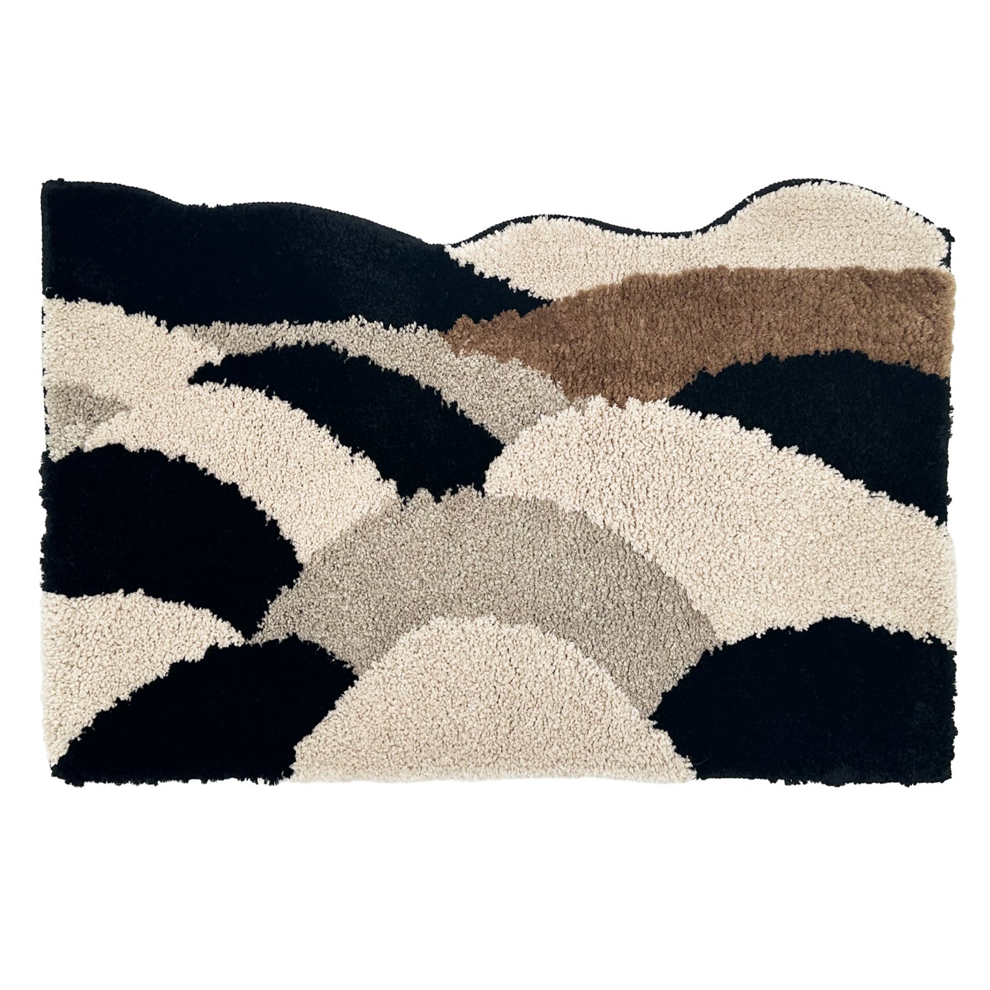 Feblilac Irregular Black, White and Gray Mountains Tufted Bath Mat