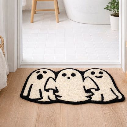 Feblilac Three Black and White Cute Elves Tufted Bath Mat