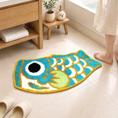 Cute Green Koi Fish Bath Mat