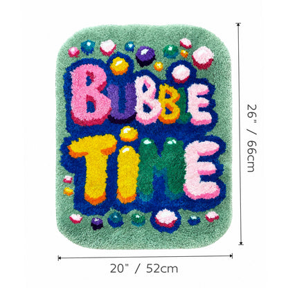 Colorful Bubble Time Tufted Bath Mat, Retro Letter Bathroom Rug