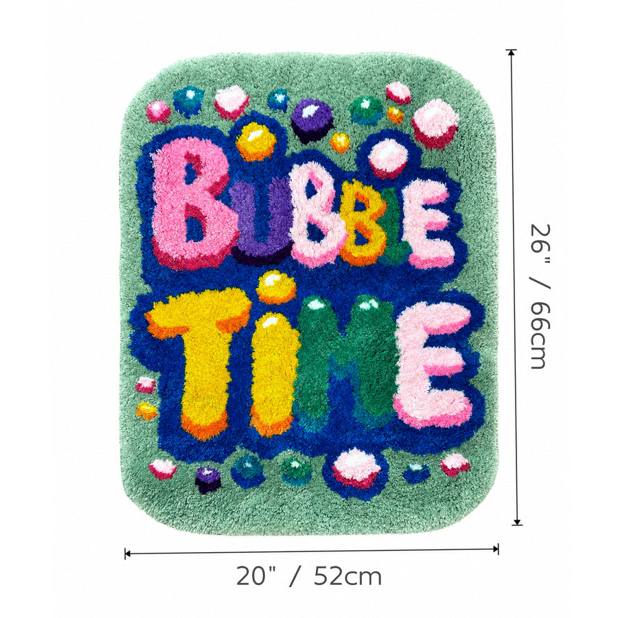 Colorful Bubble Time Tufted Bath Mat, Retro Letter Bathroom Rug - view 2