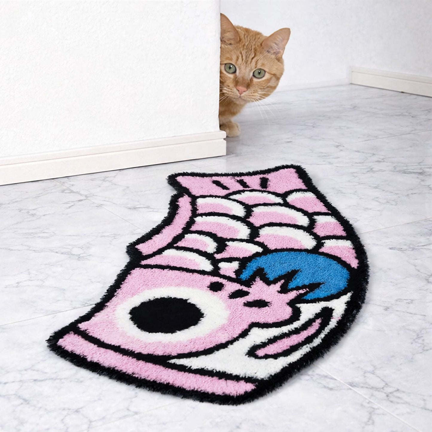 Feblilac Cute Pink and Blue Koi Fish Bath Mat