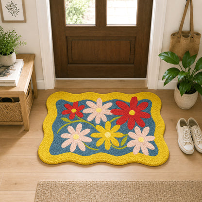 Feblilac Floral Wavy Tufted Bath Mat