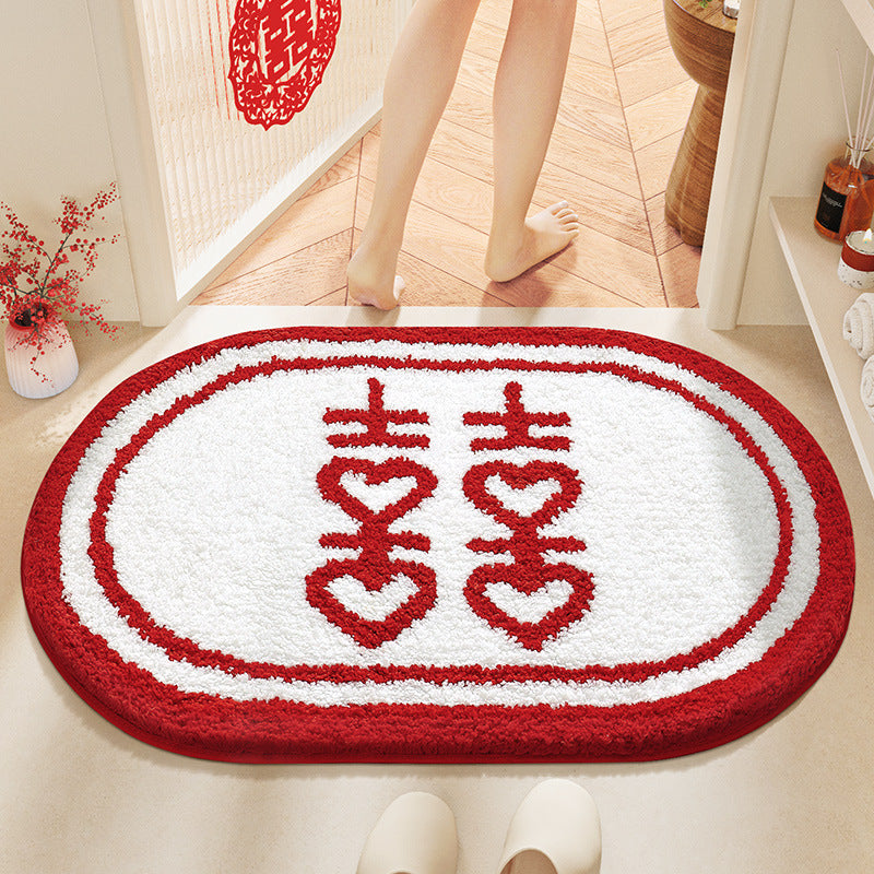 Feblilac Red Festive Love Tufted Bath Mat - view 4