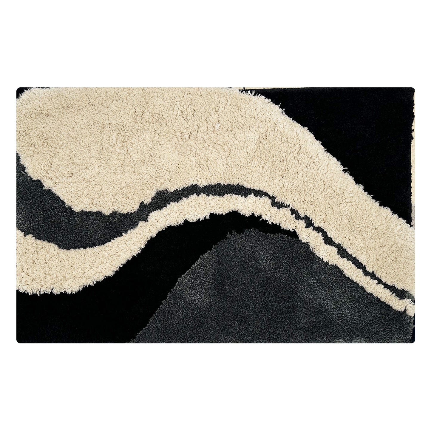 Feblilac Curves, Black, White and Gray Tufted Bath Mat