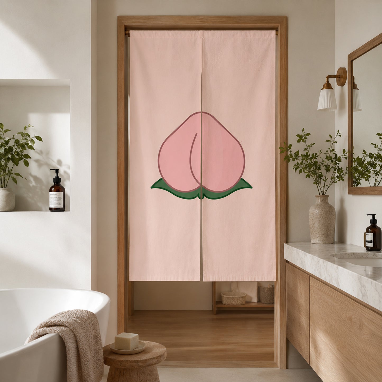 Feblilac Peach Door Curtain | Cute Room Divider Curtain