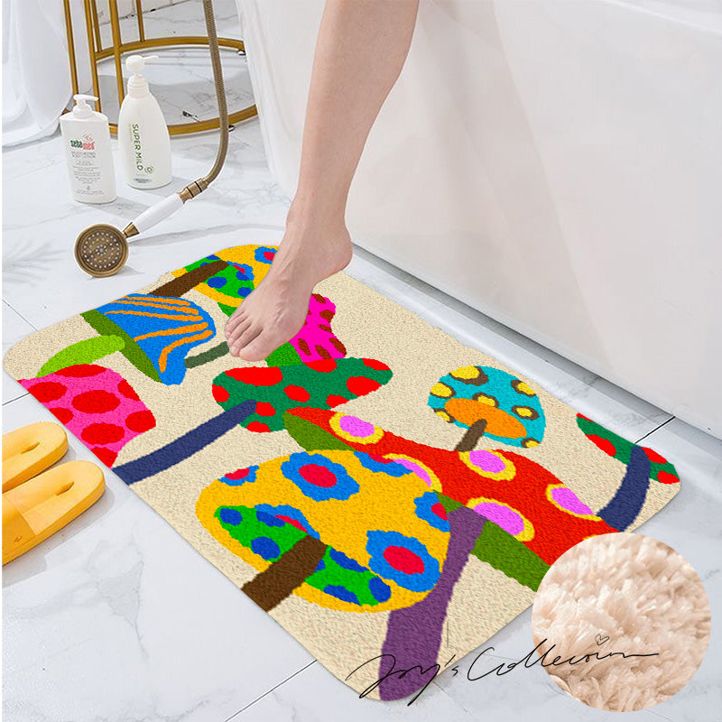 Feblilac Color Mushroom Tufted Bath Mat