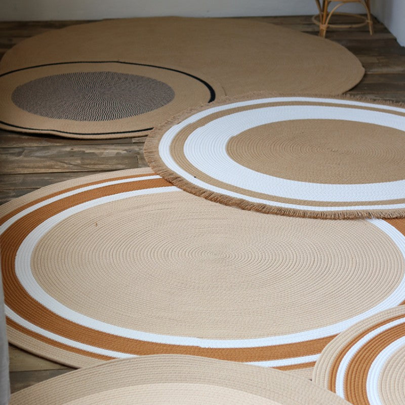 Feblilac Round Gradient Brown Handmade Cotton Livingroom Carpet Area Rug - view 2