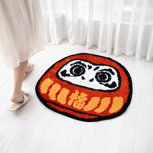 Feblilac Japanese Red Daruma Bathroom Mat 24"x24"
