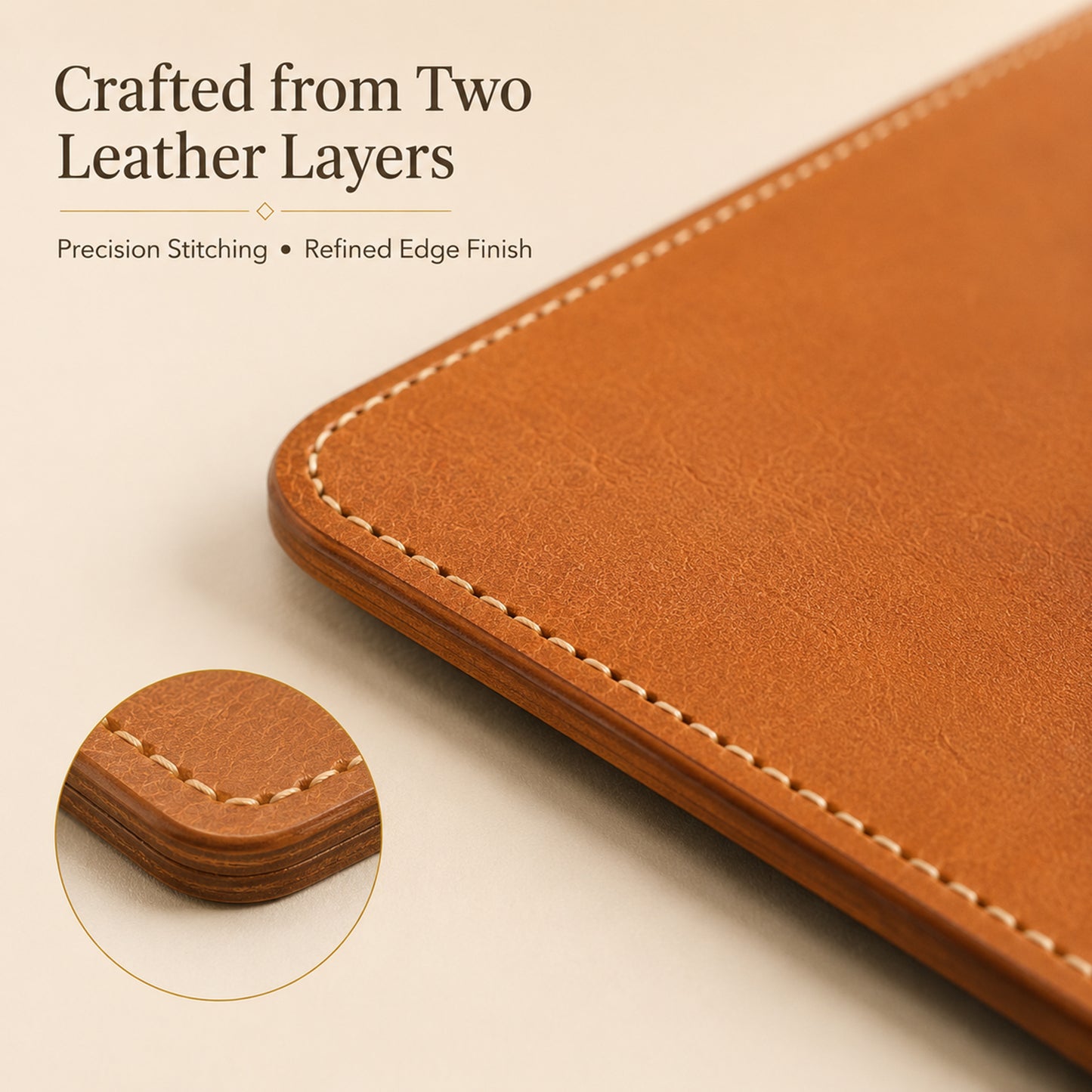 Feblilac Premium Genuine Leather Mouse Pad – Dual-Sided Calfskin Desk Pad