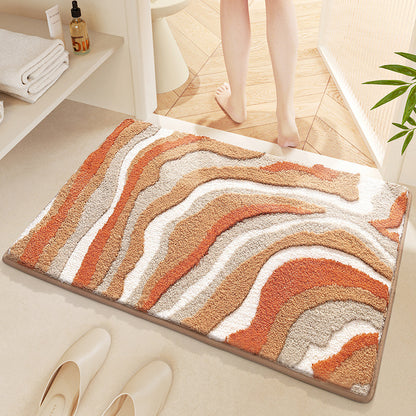 Feblilac Nordic Style Wavy Lines Tufted Bath Mat