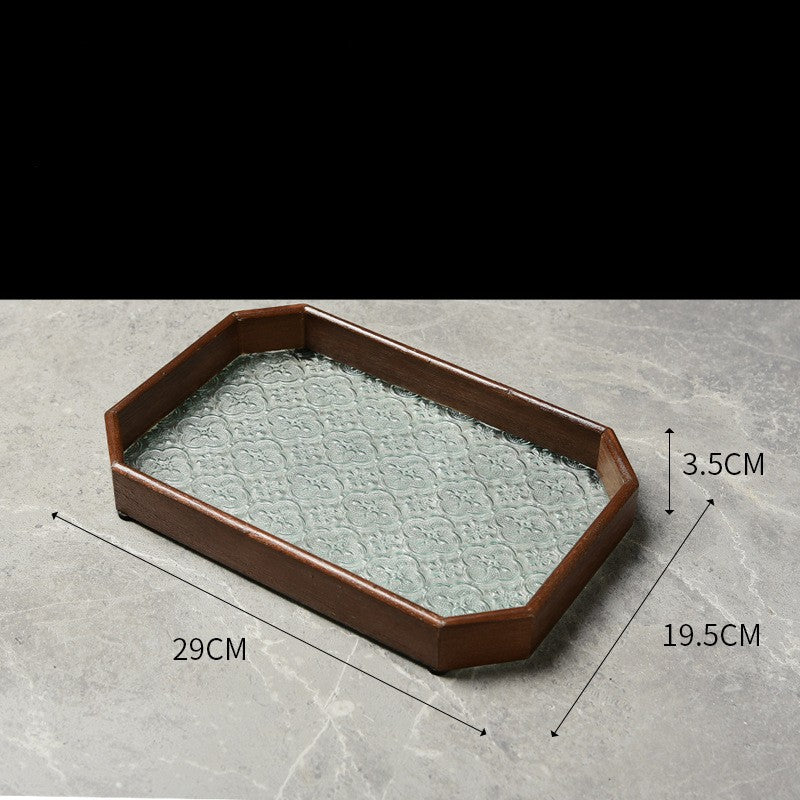 Feblilac Begonia Embossed Glass Tray Storage Tray Tea Cup Tray Fruit Tray