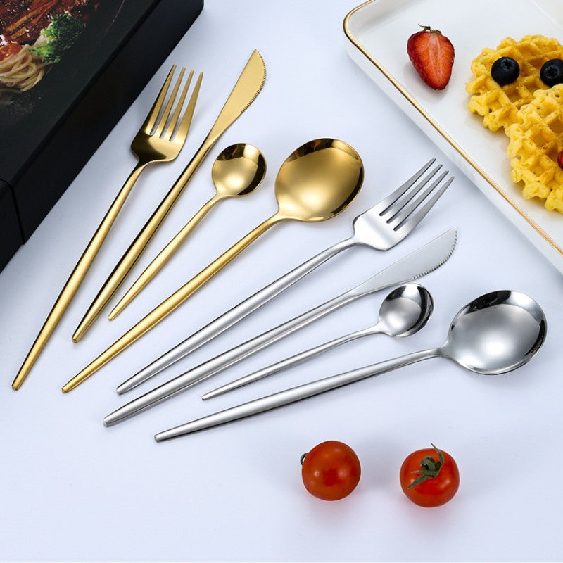 Feblilac Stainless Steel Dinnerware Knife and Fork Spoon 24pcs Set - view 3