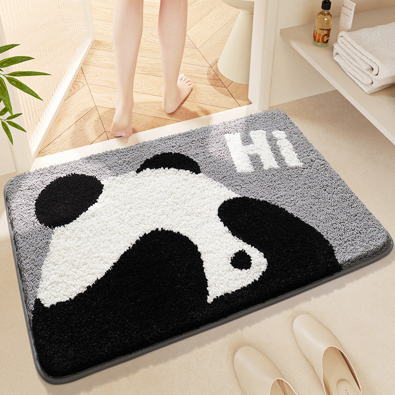 Feblilac Cute Cartoon Panda Tufted Bath Mat