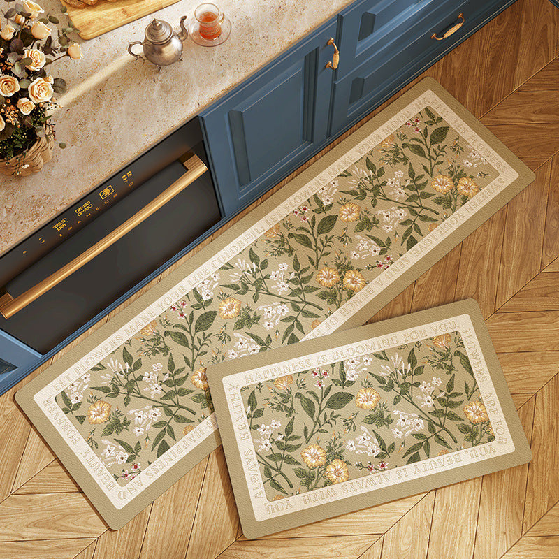 Feblilac American Garden Flowers PVC Leather Kitchen Mat - view 2