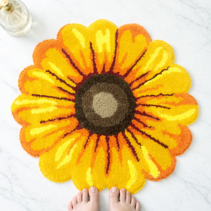 Feblilac Yellow Flowers Tufted Bath Mat