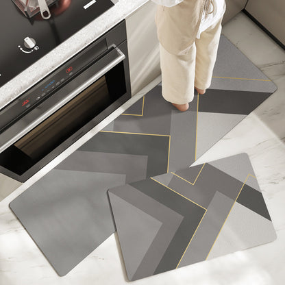 Feblilac Grey Track PVC Leather Kitchen Mat