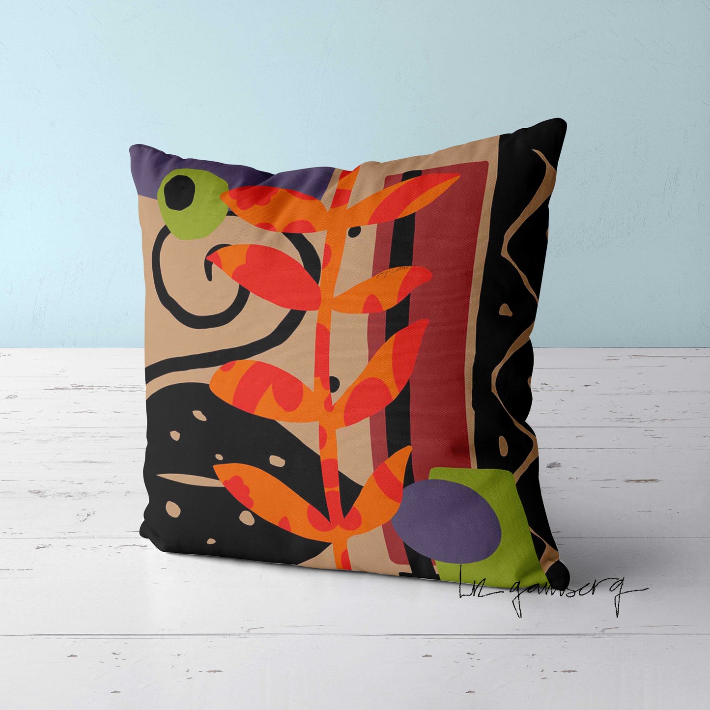 Feblilac Layered Vines Cushion Covers Throw Pillow Covers by Liz Gamberg Studio from US