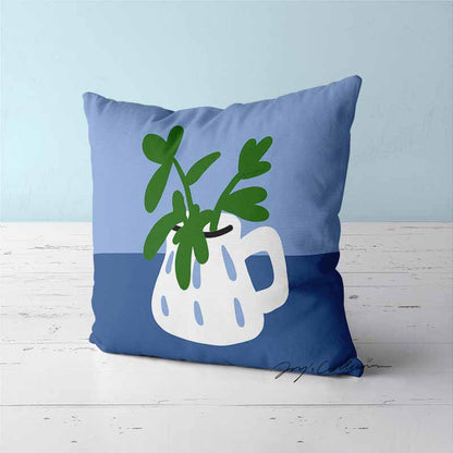 Feblilac White Vase and Greenery Cushion Covers Throw Pillow Covers
