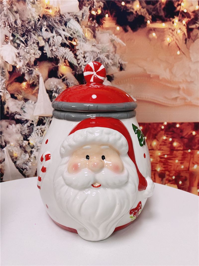 Santa Claus Storage Can, Cute Holiday Home Desk Decor, Ceramic Container