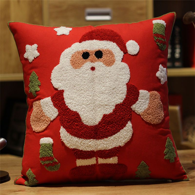 Christmas Snowman Pillow Cushion, Red Holiday Gift Home Decor