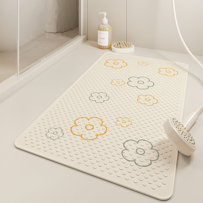 Feblilac Yellow and Green Flowers PVC Bathroom Mat