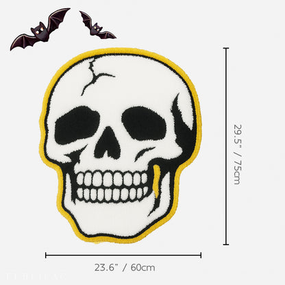 Feblilac Skull Tufted Bath Mat Funny Halloween Non-slip Bathroom Rug