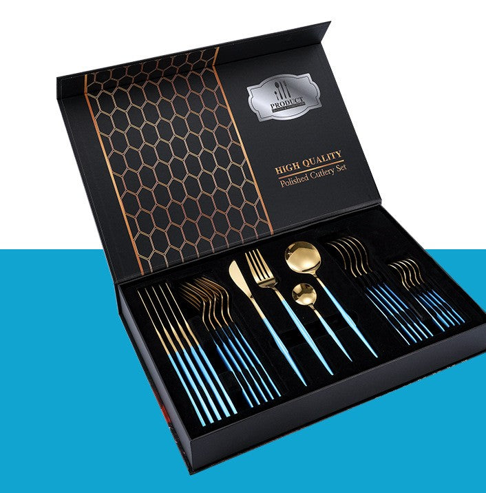 Feblilac Stainless Steel Dinnerware Knife and Fork Spoon 24pcs Set - view 16