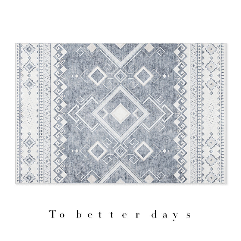 Feblilac Geometric Pattern Grey Morocco Art Living Room Carpet