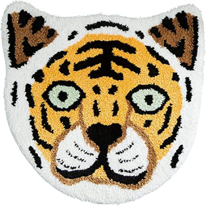 Feblilac Lion Tiger Head Animals Tufted Bath Mat