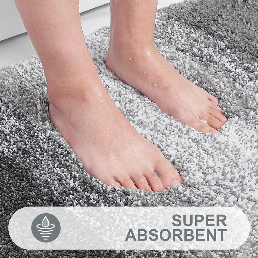 Grey Stripe Lines Bath Mat, Luxury Bathroom Rug - view 4