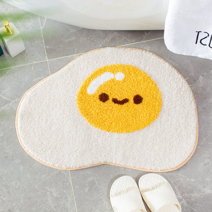 Cute Fired Egg Bath Mat, Soft Shower Rug