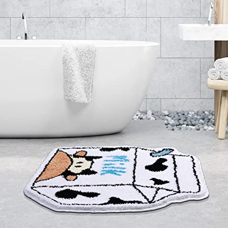 Feblilac Cute MilkBox Tufted Bath Mat