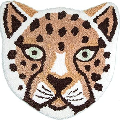 Feblilac Lion Tiger Head Animals Tufted Bath Mat