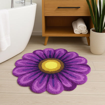 Feblilac Purple Flowers Tufted Bath Mat