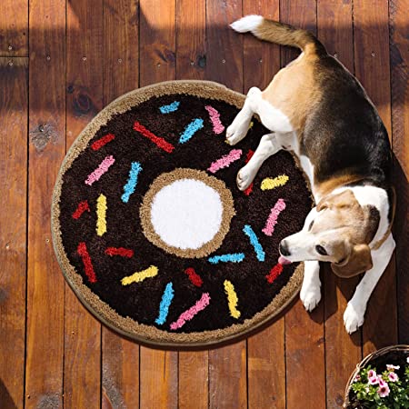 Feblilac Cute Donut Tufted Bath Mat