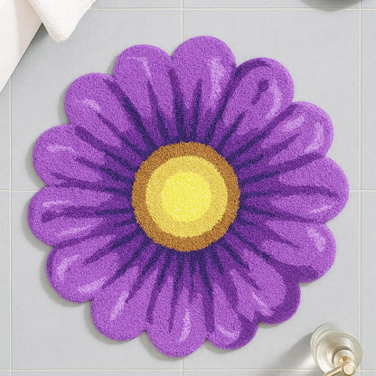 Feblilac Purple Flowers Tufted Bath Mat